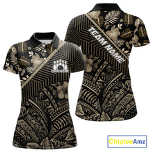 Load image into Gallery viewer, Black tribal pattern Bowling Polo, 1/4 zip Shirts For Women Custom Team Bowling Jerseys NQS11389