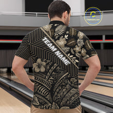 Load image into Gallery viewer, Black tribal pattern Bowling Polo, 1/4 zip Shirts For Men Custom Team Bowling Jerseys NQS11389