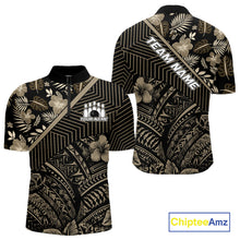Load image into Gallery viewer, Black tribal pattern Bowling Polo, 1/4 zip Shirts For Men Custom Team Bowling Jerseys NQS11389
