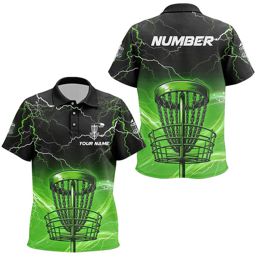 Green light lightning thunder Disc golf basket Kid disc golf polos shirts custom Kid disc golf tops NQS7414