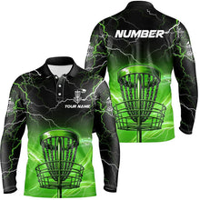 Load image into Gallery viewer, Green light lightning thunder Disc golf basket Men polo shirts custom disc golf tops for mens NQS7414