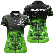 Load image into Gallery viewer, Green light lightning thunder Disc golf basket Womens disc golf polo shirt custom ladies disc golf top NQS7414