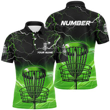 Load image into Gallery viewer, Green light lightning thunder Disc golf basket Men polo shirts custom disc golf tops for mens NQS7414