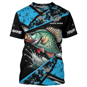 Crappie fishing Blue camo Long Sleeve Performance Fishing Shirt custom Crappie fishing jerseys NQS7989