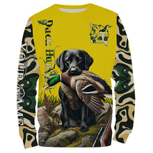 Load image into Gallery viewer, Black Labrador Retriever Duck Hunting dog Camo Yellow Customize Name 3D All Over Printed Shirts NQS681