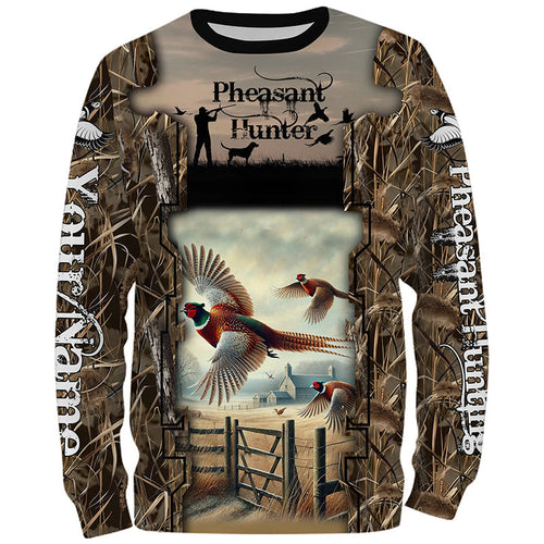 Pheasant Hunting Camo Customize Name 3D All Over Printed Shirts Personalized gift For Hunting Lovers NQS684