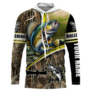 Walleye Fishing Camo UV protection long sleeves fishing shirt customized name Walleye fishing jerseys NQS687