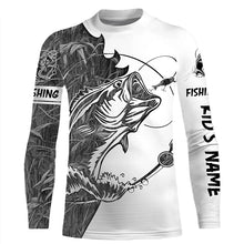 Load image into Gallery viewer, Gray camo Largemouth Bass fishing Long Sleeve Custom fishing shirts for men, women, Kid NQS2333