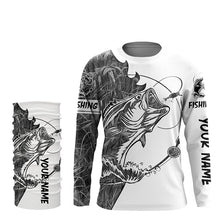 Load image into Gallery viewer, Gray camo Largemouth Bass fishing Long Sleeve Custom fishing shirts for men, women, Kid NQS2333