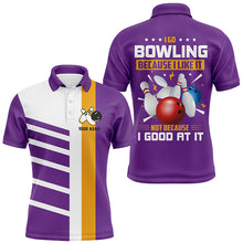 Load image into Gallery viewer, Funny Retro Bowling Polo, Quarter Zip Shirts For Men Custom I go bowling because I like it | Purple NQS8640