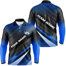 Load image into Gallery viewer, Blue Bowling Custom Men Bowling Polo, Quarter zip Shirts Bowling Team Jerseys Bowling Tournament NQS8884