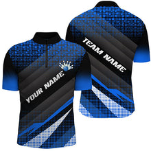 Load image into Gallery viewer, Blue Bowling Custom Men Bowling Polo, Quarter zip Shirts Bowling Team Jerseys Bowling Tournament NQS8884