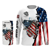 Load image into Gallery viewer, Crappie fishing legend American flag patriot UV protection Custom long sleeves fishing shirts NQS4492