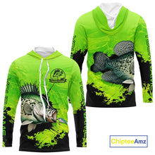 Load image into Gallery viewer, Personalized Crappie fishing Performance long sleeve Fishing Shirts, Crappie fishing jerseys | Green NQS11193