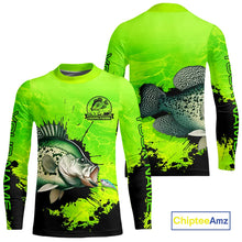 Load image into Gallery viewer, Personalized Crappie fishing Performance long sleeve Fishing Shirts, Crappie fishing jerseys | Green NQS11193