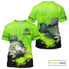 Load image into Gallery viewer, Personalized Crappie fishing Performance long sleeve Fishing Shirts, Crappie fishing jerseys | Green NQS11193