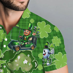 Personalized Green Shamrock Lucky Men golf polo shirts custom St patrick Day golf tops for mens NQS9327