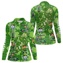 Load image into Gallery viewer, Personalized Green Shamrock Lucky Women golf polo shirts custom St patrick Day ladies golf tops NQS9327