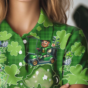 Personalized Green Shamrock Lucky Women golf polo shirts custom St patrick Day ladies golf tops NQS9327