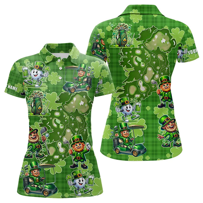 Personalized Green Shamrock Lucky Women golf polo shirts custom St patrick Day ladies golf tops NQS9327