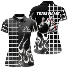 Load image into Gallery viewer, Black and white retro Bowling Polo, Quarter Zip Shirt for Women Custom Bowling Team League Jerseys NQS7588