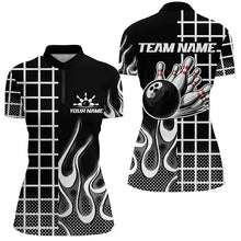 Load image into Gallery viewer, Black and white retro Bowling Polo, Quarter Zip Shirt for Women Custom Bowling Team League Jerseys NQS7588