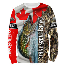 Load image into Gallery viewer, Northern Pike fishing Canada Flag Custom name All over print shirts NQS544