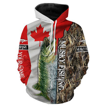 Load image into Gallery viewer, Musky Fishing Canada Flag Custom name All over print shirts - personalized fishing gift - NQS546