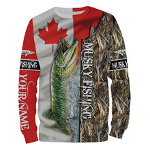 Load image into Gallery viewer, Musky Fishing Canada Flag Custom name All over print shirts - personalized fishing gift - NQS546
