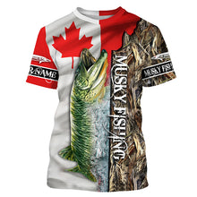 Load image into Gallery viewer, Musky Fishing Canada Flag Custom name All over print shirts - personalized fishing gift - NQS546