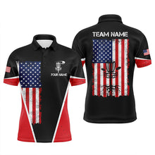 Load image into Gallery viewer, Black Mens Disc golf polo shirts vintage American flag patriot custom disc golf shirt for Men NQS7993