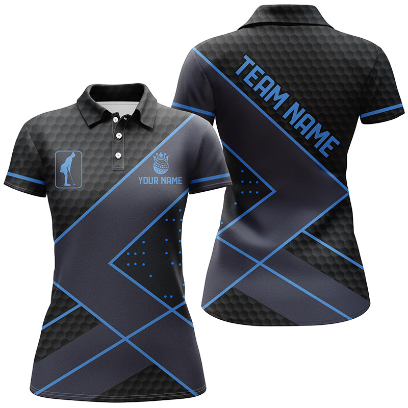 Black and Blue Womens golf polo shirts custom golf apparel for women, personalized ladies golf gifts NQS8000