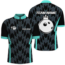Load image into Gallery viewer, Bowling Polo, Quarter zip shirt for men custom camo bowling Team jerseys, gift for bowler | Turquoise NQS8201