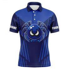 Load image into Gallery viewer, Funny Blue spider bowling ball Men Bowling Polo, Quarter zip shirts custom bowling Team jerseys NQS8206