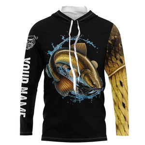 Black Flathead Catfish Fishing Shirts Yellow Scales Custom UV protection long sleeves fishing shirts NQS954