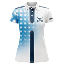 Load image into Gallery viewer, Blue and White Women golf polo shirt custom name Women golf tops, team golf jerseys NQS8646