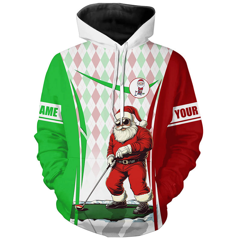 Red, White and Green Argyle pattern Christmas Golf Hoodies custom Santa hoodie golf tops NQS8647