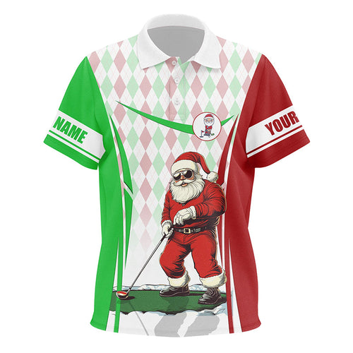 Red, White and Green Argyle pattern Christmas Kid golf polo shirts custom Santa golf tops for kid NQS8647