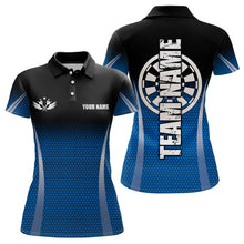 Load image into Gallery viewer, Black and Blue Camo Dart Polo, Quarter Zip Shirt For Women Custom Dart Jerseys For Team NQS9130
