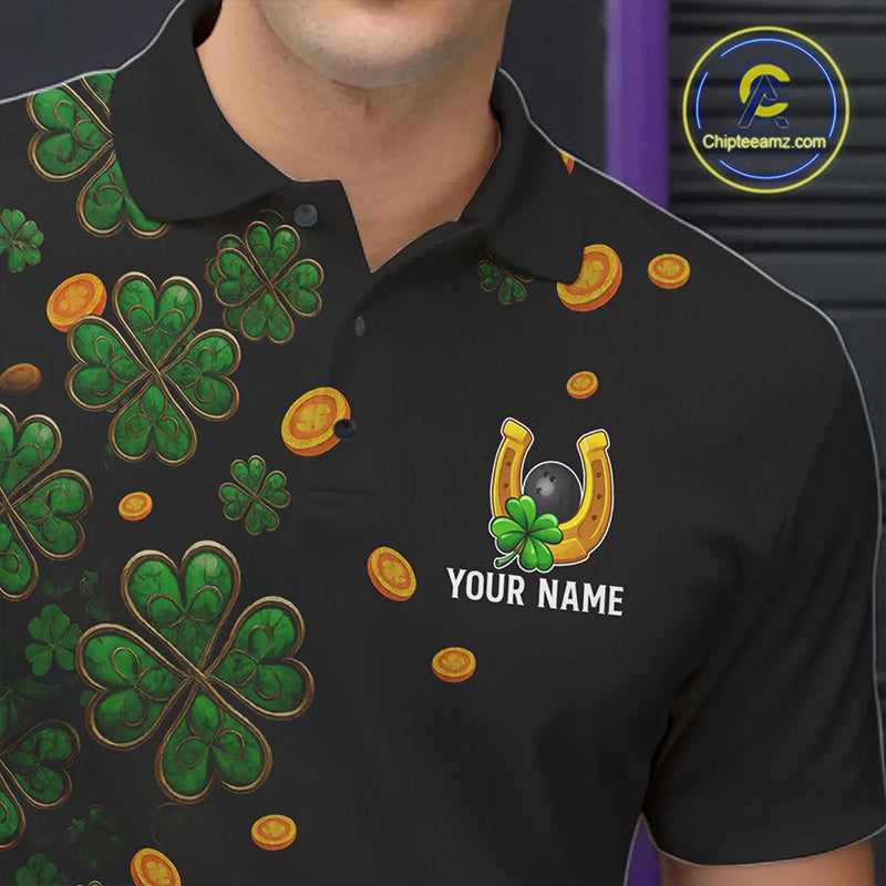 Personalized Green Clover St Patrick's Day pattern Bowling Shirts For Men, Team Bowling Jerseys NQS11206