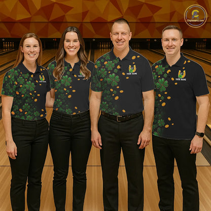 Personalized Green Clover St Patrick's Day pattern Bowling Shirts For Women, Team Bowling Jerseys NQS11206