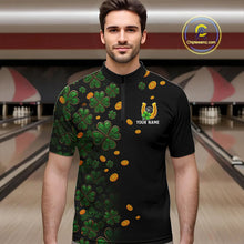 Load image into Gallery viewer, Personalized Green Clover St Patrick's Day pattern Bowling Shirts For Men, Team Bowling Jerseys NQS11206