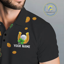 Load image into Gallery viewer, Personalized Green Clover St Patrick's Day pattern Golf Polo Shirts For Men, Best Mens golf wear NQS11207