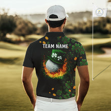 Load image into Gallery viewer, Personalized Green Clover St Patrick's Day pattern Golf Polo Shirts For Men, Best Mens golf wear NQS11207