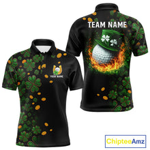 Load image into Gallery viewer, Personalized Green Clover St Patrick's Day pattern Golf Polo Shirts For Men, Best Mens golf wear NQS11207