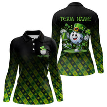Load image into Gallery viewer, Green clover pattern Lucky golf shirt Women polo shirts custom St patrick Day golf tops for ladies NQS9338