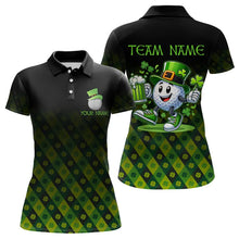 Load image into Gallery viewer, Green clover pattern Lucky golf shirt Women polo shirts custom St patrick Day golf tops for ladies NQS9338