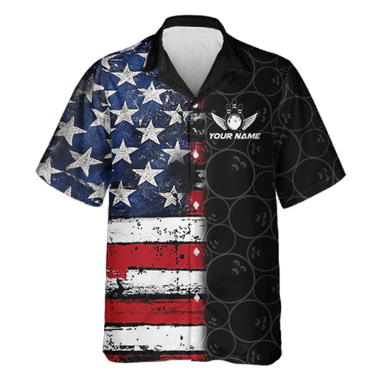 American Flag Eagle Hawaiian bowling shirts Custom patriotic team bowling jerseys, gift for bowlers NQS11406