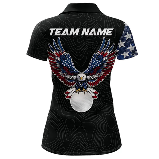 American Flag Eagle Womens Golf Polo Shirts Custom patriotic golf shirts for ladies golf apparel NQS11407