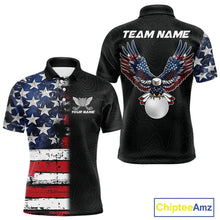 Load image into Gallery viewer, American Flag Eagle Mens Golf Polo Shirts Custom patriotic golf shirts for men, mens golf apparel NQS11407